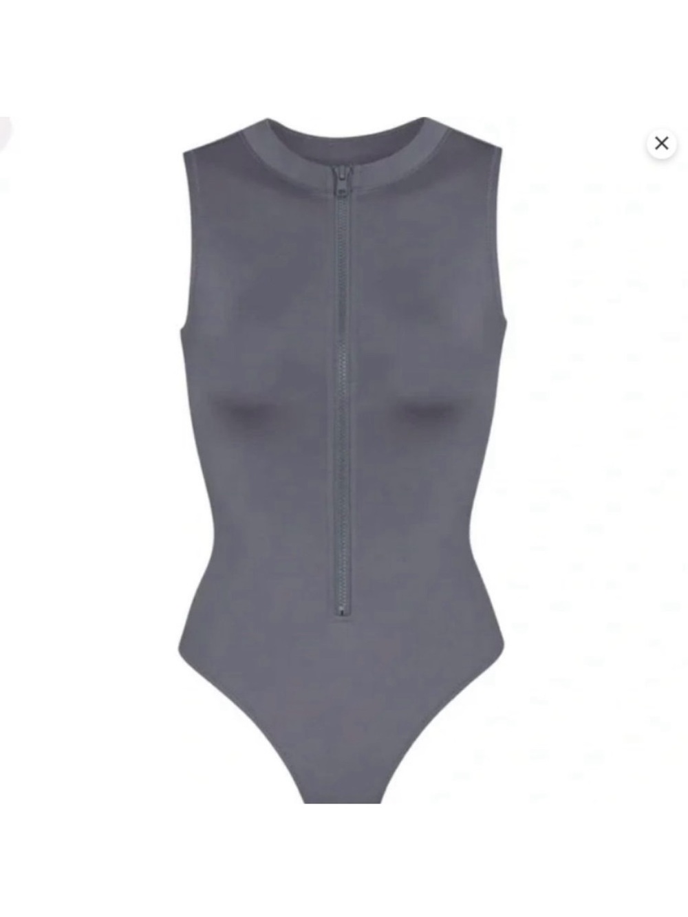 skims gunmetal high neck swim bathing suit zip up bodysuit recycled one piece